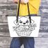 Cute cartoon style labrador puppy sitting in flower basket leather tote bag