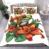 Cute cartoon tree frog with lily flower bedding set