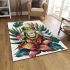 Cute cartoon tree frog with lily flower area rugs carpet