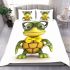 Cute cartoon turtle wearing glasses bedding set