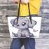 Cute cartoon vector illustration of a puppy sitting leather tote bag