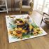 Cute cartoon watercolor baby bee area rugs carpet