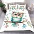 Cute cartoon watercolor baby owl bedding set