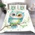 Cute cartoon watercolor baby owl bedding set