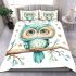 Cute cartoon watercolor baby owl bedding set