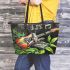 Cute charcoal cricket and music notes Leather Tote Bag