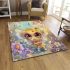 Cute chibi baby bee surrounded flowers and butterflies area rugs carpet