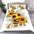 Cute chibi bee with sunflowers and hearts bedding set