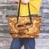 Cute chibi owl holding balloons leather tote bag