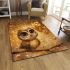 Cute chibi owl holding balloons area rugs carpet