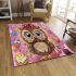 Cute chibi owl with a bow on its head area rugs carpet