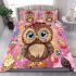 Cute chibi owl with a bow on its head bedding set