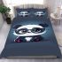 Cute chibi panda wearing glasses bedding set