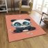 Cute chibi panda wearing glasses area rugs carpet