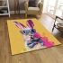 Cute colorful easter bunny with a bow tie and sunglasses area rugs carpet