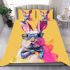 Cute colorful easter bunny with a bow tie and sunglasses bedding set