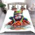 Cute colorful frog sitting on water bedding set