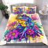 Cute colorful frog with flowers bedding set