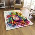 Cute colorful frog with flowers area rugs carpet