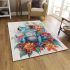 Cute colorful frog with flowers area rugs carpet