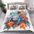 Cute colorful frog with flowers bedding set