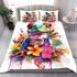 Cute colorful frog with flowers bedding set