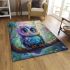 Cute colorful owl cartoon with big eyes sitting on a tree branch area rugs carpet