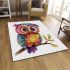 Cute colorful owl with big eyes sitting on a tree branch area rugs carpet