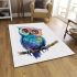 Cute colorful owl with big eyes sitting on a tree branch area rugs carpet