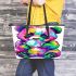 Cute colorful whimsical clipart panda holding bubble leather tote bag