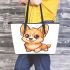 Cute corgi puppy leather tote bag