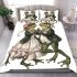 Cute couple of frogs dancing bedding set