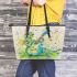 cute cricket and music notes Leather Tote Bag