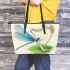 Cute damselfly and music notes with harp 11 Leather Tote Bag