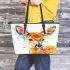 Cute deer colorful watercolor art style leather totee bag