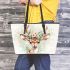 Cute deer with a flower crown leather totee bag