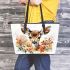 Cute deer with big head and eyes leather totee bag