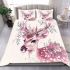 Cute deer with floral wreaths and pastel pink antlers bedding set