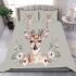 Cute deer with floral wreaths and pink flowers bedding set