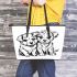 Cute dog and puppy coloring page for kids with crisp lines leather tote bag