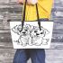 Cute dog and puppy coloring page for kids with crisp lines leather tote bag