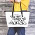 Cute dog and puppy coloring page for kids with crisp lines leather tote bag