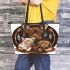 Cute dogs and cats with dream catcher drink coffee leather tote bag