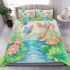 Cute dragonfly and music notes with harp bedding set