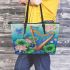 cute dragonfly and music notes with harp Leather Tote Bag