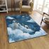 Cute drawing of pandas floating in the sky area rugs carpet