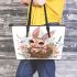 Cute easter bunny with big eyes leather tote bag