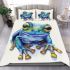 Cute frog cartoon style blue and green color bedding set