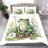 Cute frog sitting on the ground with flowers bedding set