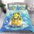 Cute frog wearing a crown sitting on a golden ball bedding set